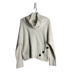 Yes Lola Women's Ivory Speckled Cowl Neck Knit Sweater